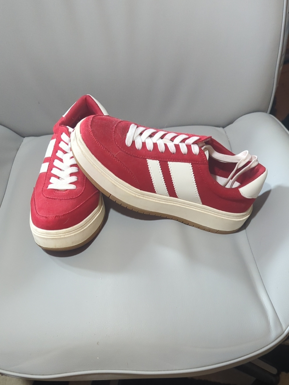 Steve Madden Red and White Platform Sneakers